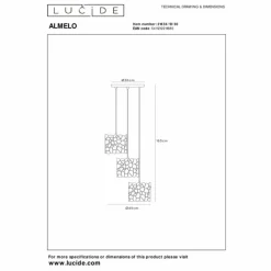 Lampes Dorées-Luminaires Lucide ALMELO Suspension Noir, 3 lumières
