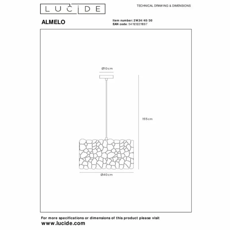 Lampes Dorées-Luminaires Lucide ALMELO Suspension Noir, 1 lumière