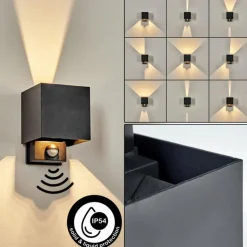 hofstein Almodofa Lampe murale d´extérieur, Luminaire Up & Down Noir, 1 lumière, Détecteur de mouvement