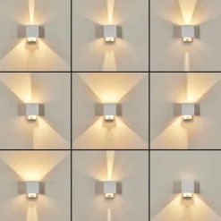 hofstein Almodofa Lampe murale d´extérieur, Luminaire Up & Down Blanc, 1 lumière, Détecteur de mouvement