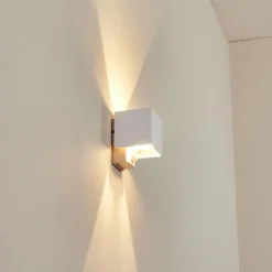 hofstein Almodofa Lampe murale d´extérieur, Luminaire Up & Down Blanc, 1 lumière, Détecteur de mouvement