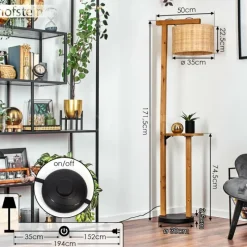 Luminaires Scandinaves-hofstein Almogarve Lampadaire Écru, Noir, 1 lumière