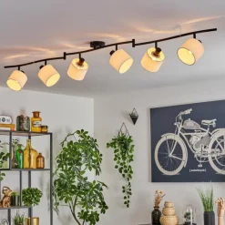 Lampes En Tissu-hofstein Alsen Plafonnier Noir, 6 lumières