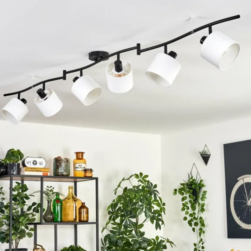 Lampes En Tissu-hofstein Alsen Plafonnier Noir, 6 lumières