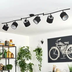 Lampes En Tissu-hofstein Alsen Plafonnier Noir, 6 lumières