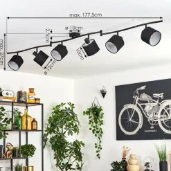 Lampes En Tissu-hofstein Alsen Plafonnier Noir, 6 lumières