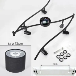 Lampes En Tissu-hofstein Alsen Plafonnier Noir, 6 lumières