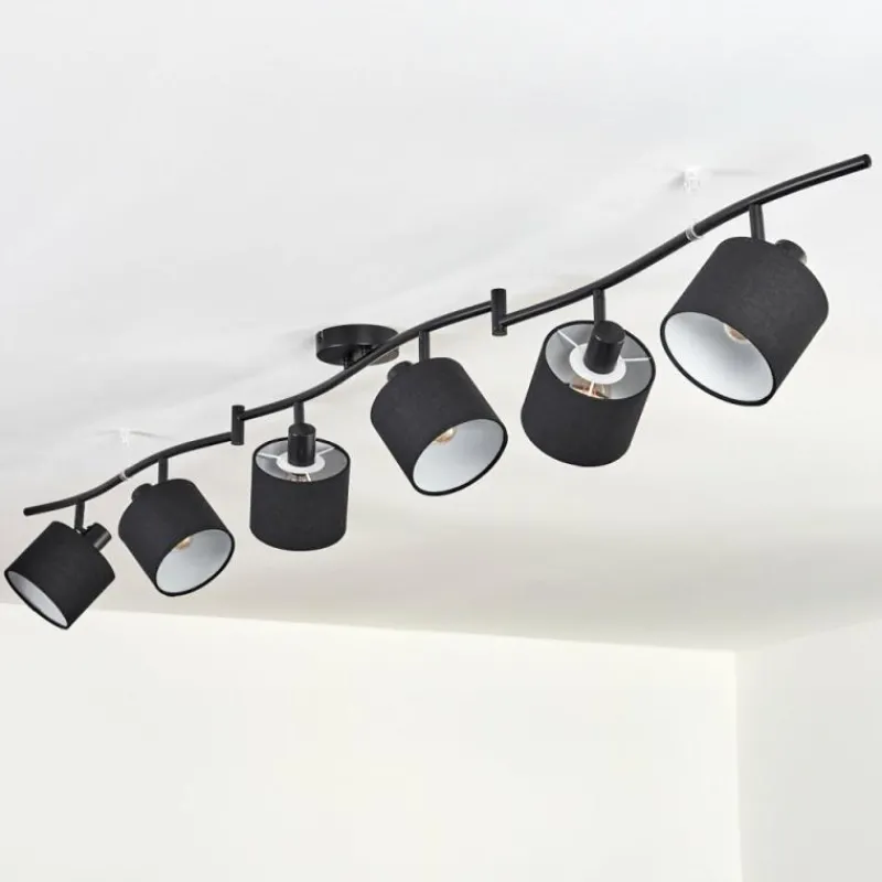 Lampes En Tissu-hofstein Alsen Plafonnier Noir, 6 lumières