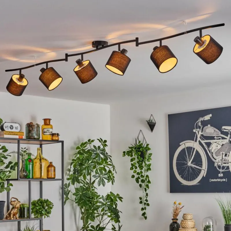 Lampes En Tissu-hofstein Alsen Plafonnier Noir, 6 lumières