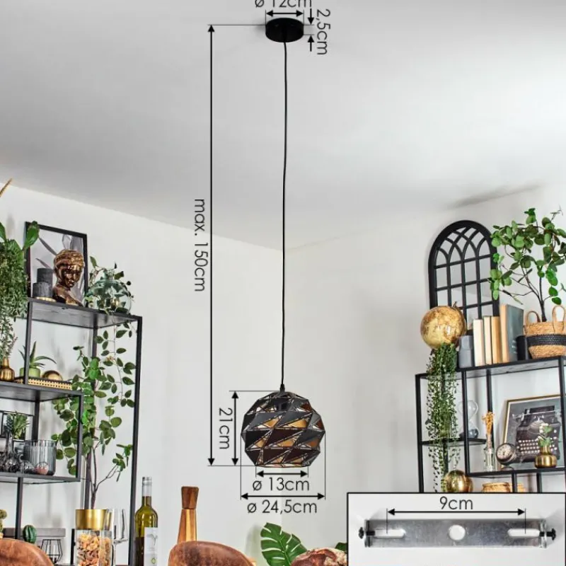 Lampes Dorées-hofstein Alven Suspension, Suspension Noir, 1 lumière