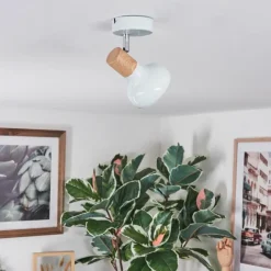 Lampes En Bois-hofstein Alyra Plafonnier, Spot de plafond Blanc, 1 lumière