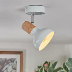 Lampes En Bois-hofstein Alyra Plafonnier, Spot de plafond Blanc, 1 lumière