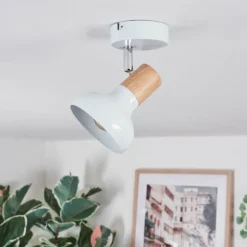 Lampes En Bois-hofstein Alyra Plafonnier, Spot de plafond Blanc, 1 lumière