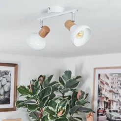 Lampes En Bois-hofstein Alyra Plafonnier, Spot de plafond Blanc, 2 lumières