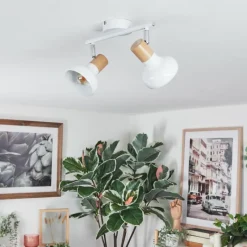Lampes En Bois-hofstein Alyra Plafonnier, Spot de plafond Blanc, 2 lumières