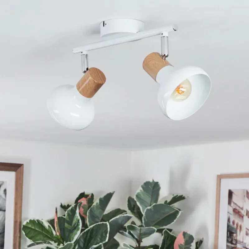 Lampes En Bois-hofstein Alyra Plafonnier, Spot de plafond Blanc, 2 lumières