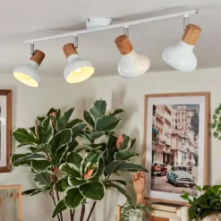 Lampes En Bois-hofstein Alyra Plafonnier, Spot de plafond Blanc, 4 lumières