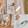 Lampes En Bois-hofstein Alyra Spot de plafond, Applique murale, Spot mural Blanc, 1 lumière