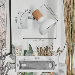 Lampes En Bois-hofstein Alyra Spot de plafond, Applique murale, Spot mural Blanc, 1 lumière