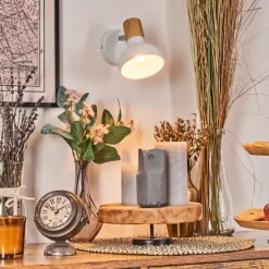 Lampes En Bois-hofstein Alyra Spot de plafond, Applique murale, Spot mural Blanc, 1 lumière