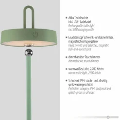 Luminaires Leuchten Direkt AMAG Lampe à poser LED Vert, 1 lumière