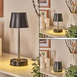 Luminaires Scandinaves-hofstein Amien Lampe de table d'extérieur, Lampe à poser LED Noir, Argenté, 1 lumière