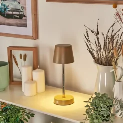 Luminaires Scandinaves-hofstein Amien Lampe de table d'extérieur, Lampe à poser LED Sable, Argenté, 1 lumière