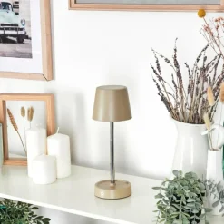 Luminaires Scandinaves-hofstein Amien Lampe de table d'extérieur, Lampe à poser LED Sable, Argenté, 1 lumière