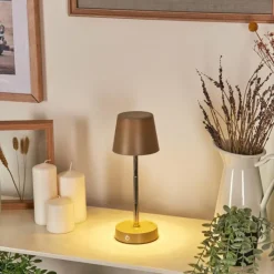 Luminaires Scandinaves-hofstein Amien Lampe de table d'extérieur, Lampe à poser LED Sable, Argenté, 1 lumière