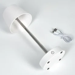 Luminaires Scandinaves-hofstein Amien Lampe de table d'extérieur, Lampe à poser LED Argenté, Blanc, 1 lumière