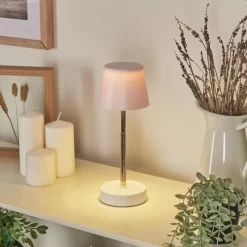 Luminaires Scandinaves-hofstein Amien Lampe de table d'extérieur, Lampe à poser LED Argenté, Blanc, 1 lumière