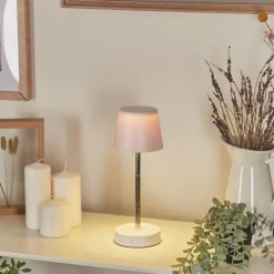 Luminaires Scandinaves-hofstein Amien Lampe de table d'extérieur, Lampe à poser LED Argenté, Blanc, 1 lumière