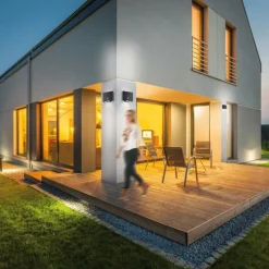 Luminaires Leuchten Direkt AMIN Applique murale LED Noir, 2 lumières, Détecteur de mouvement