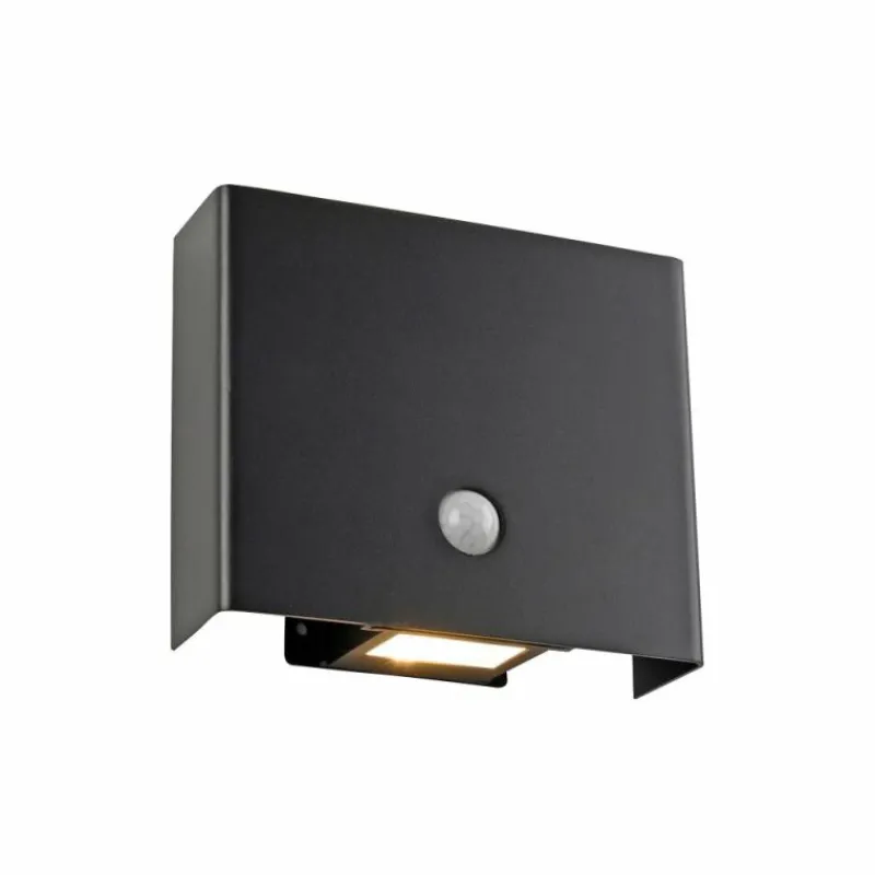 Luminaires Leuchten Direkt AMIN Applique murale LED Noir, 2 lumières, Détecteur de mouvement