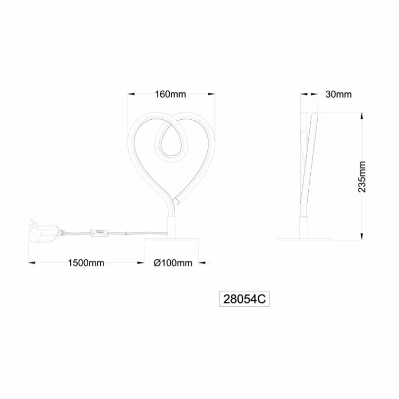 Luminaires Globo Lighting Amore Lampe à poser LED Chrome, 1 lumière* Éclairage Led