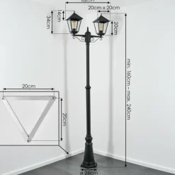 Luminaires Rustiques-hofstein Anfei Eclairage de chemin Noir, 2 lumières