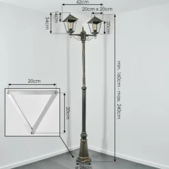 Luminaires Rustiques-hofstein Anfei Eclairage de chemin Or, Noir, 2 lumières