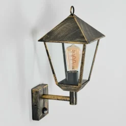 Lampes Dorées-hofstein Anfei Lampe murale d´extérieur Or, Noir, 1 lumière, Détecteur de mouvement