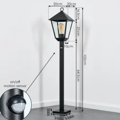 Luminaires Rustiques-hofstein Anfei Luminaire extérieur, Eclairage de chemin Noir, 1 lumière, Détecteur de mouvement