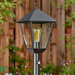 Luminaires Rustiques-hofstein Anfei Luminaire extérieur, Eclairage de chemin Noir, 1 lumière, Détecteur de mouvement