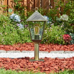 Luminaires Rustiques-hofstein Anfei Luminaire extérieur, Borne lumineuse, Eclairage de chemin Brun, Or, 1 lumière