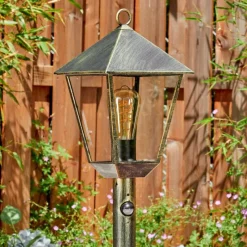 Luminaires Rustiques-hofstein Anfei Luminaire extérieur, Eclairage de chemin Brun, Or, 1 lumière, Détecteur de mouvement