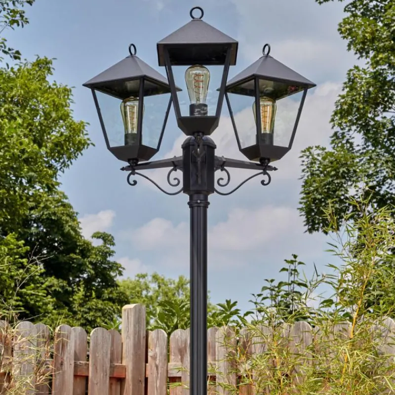 Luminaires Rustiques-hofstein Anfei Luminaire extérieur, Réverbère, Eclairage de chemin Noir, 3 lumières