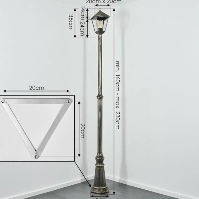 Luminaires Rustiques-hofstein Anfei Luminaire extérieur, Réverbère, Eclairage de chemin Or, Noir, 1 lumière