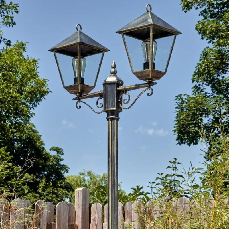 Luminaires Rustiques-hofstein Anfei Luminaire extérieur, Réverbère, Eclairage de chemin Or, Noir, 2 lumières