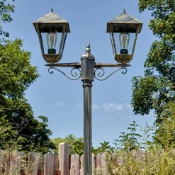 Luminaires Rustiques-hofstein Anfei Luminaire extérieur, Réverbère, Eclairage de chemin Or, Noir, 2 lumières