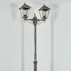 Luminaires Rustiques-hofstein Anfei Luminaire extérieur, Réverbère, Eclairage de chemin Or, Noir, 2 lumières