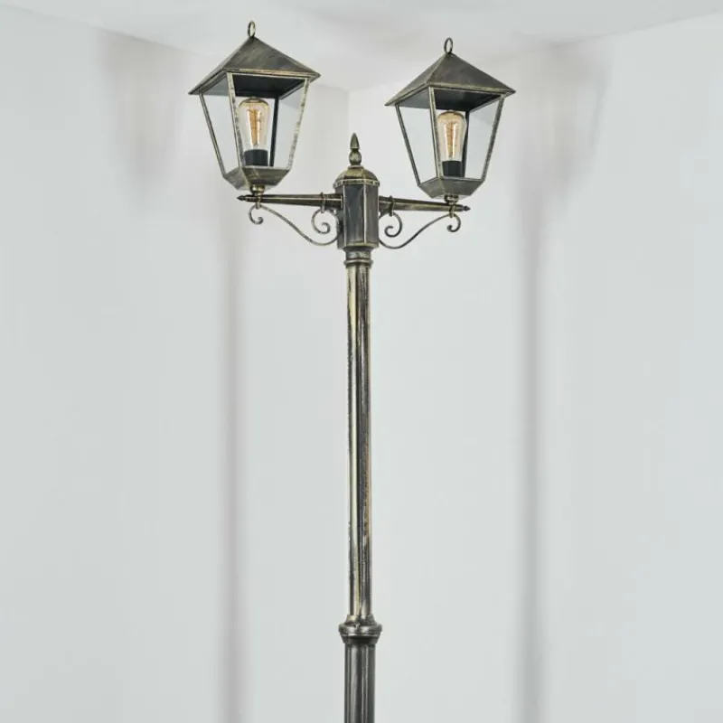 Luminaires Rustiques-hofstein Anfei Luminaire extérieur, Réverbère, Eclairage de chemin Or, Noir, 2 lumières