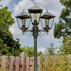 Luminaires Rustiques-hofstein Anfei Luminaire extérieur, Réverbère, Eclairage de chemin Or, Noir, 3 lumières