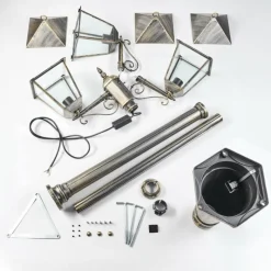 Luminaires Rustiques-hofstein Anfei Luminaire extérieur, Réverbère, Eclairage de chemin Or, Noir, 3 lumières